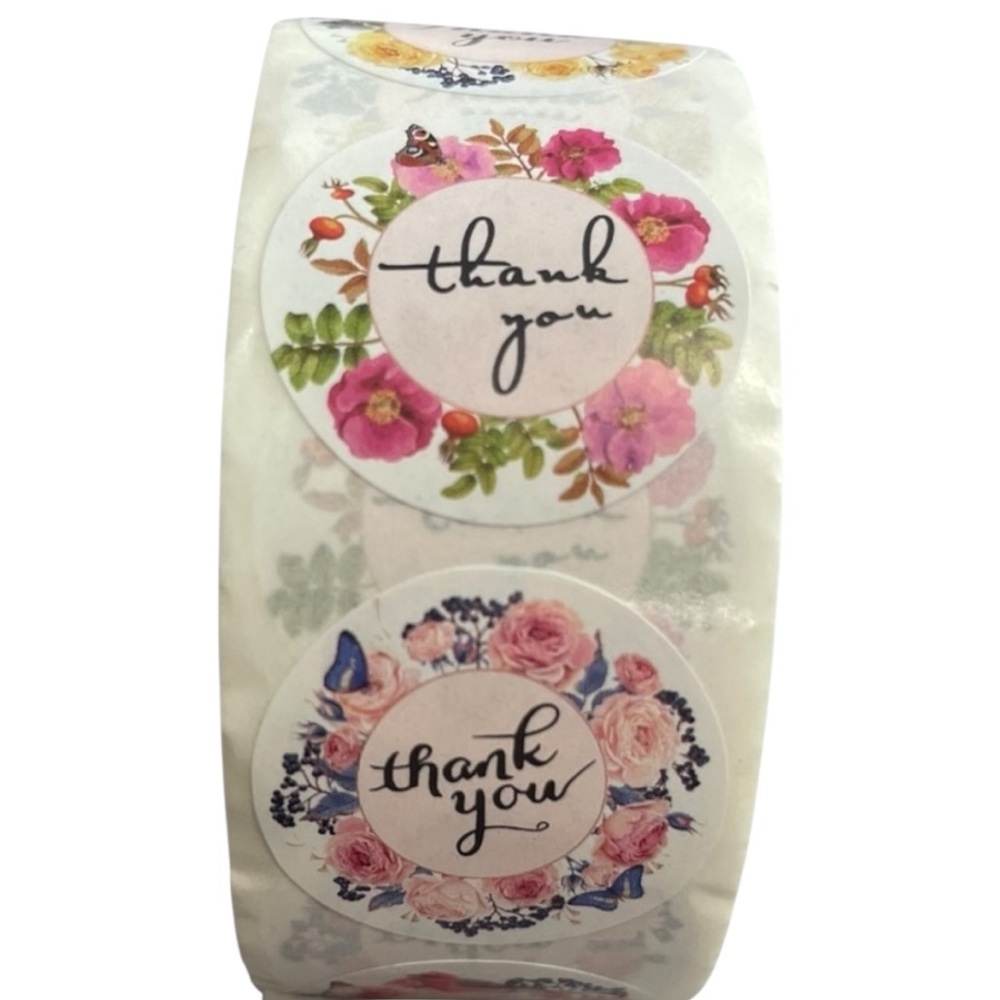 Roll of 500 thank-you stickers.